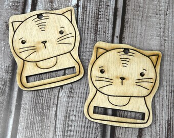 2 pack Kitty Cat Ornaments plain wood -  ornies Craft paint yourself Supply streamers