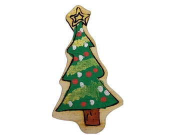 Green Christmas Tree  Needle Minder magnet - Cute, Happy, Adorable wood supply supplies sewing Cross Stitch Wood Magnetic Hand embroidery