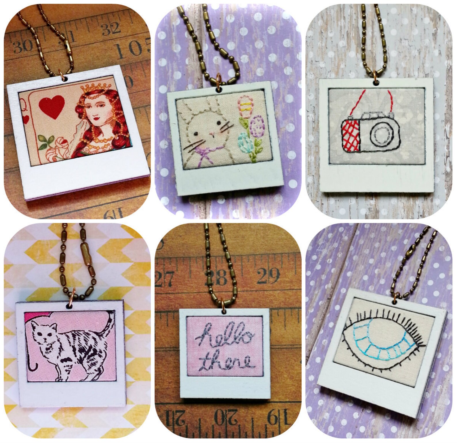 2 Photo Frame Pendant Embroidery Blanks 21 Designs Necklace Etsy