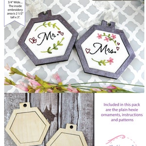 June pack 2 Hexagon ornament Embroidery wedding mr mrs image 2