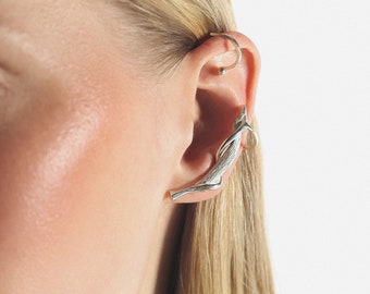 Ear Cuff, Sterling Silver Chunky Ear cuff, No Piercing Sculptural Earring, Statement Ear Cuff, Modern Elegant Ear Cuff, Twisted Ear Cuff