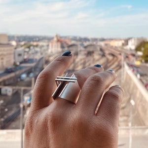 Geometric Silver Ring,Large Ring, Large Statement Ring, Warrior Ring, Unique Ring, Statement Ring, Modern Silver Ring, Geometric Ring