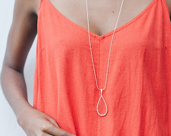 Medine Necklace, Long Silver Necklace, Unique Silver Necklace, Geometric Silver Necklace,Minimalist Silver Necklace,Snake Chain with Pendant