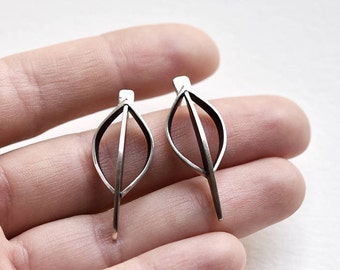 Long Silver Earrings,Long Silver Oxidised Earrings,Big Statement Earrings,Geometric Silver Earrings,Modern Statement Earrings,Big Earrings