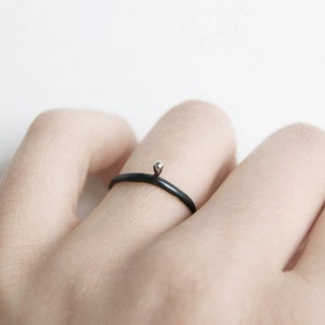 Minimalist Silver Ring, Delicate Black Ring, Small Ring,Delicate Silver Ring,Stackable Silver Rings,Oxidized Silver Ring,Stackable Tiny Ring image 4