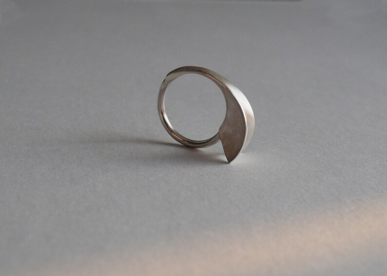 Minimalist Silver Ring, Asymmetric Ring, Big Silver Ring, Geometric SilverRing, Contemporary Ring,Unique Silver Ring, Stetement Silver Ring image 2
