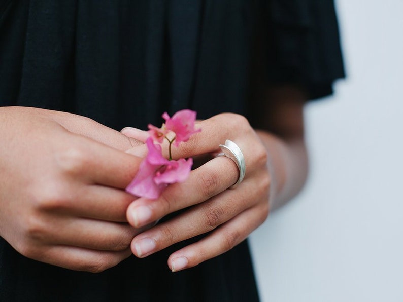 Minimalist Silver Ring, Asymmetric Ring, Big Silver Ring, Geometric SilverRing, Contemporary Ring,Unique Silver Ring, Stetement Silver Ring image 5