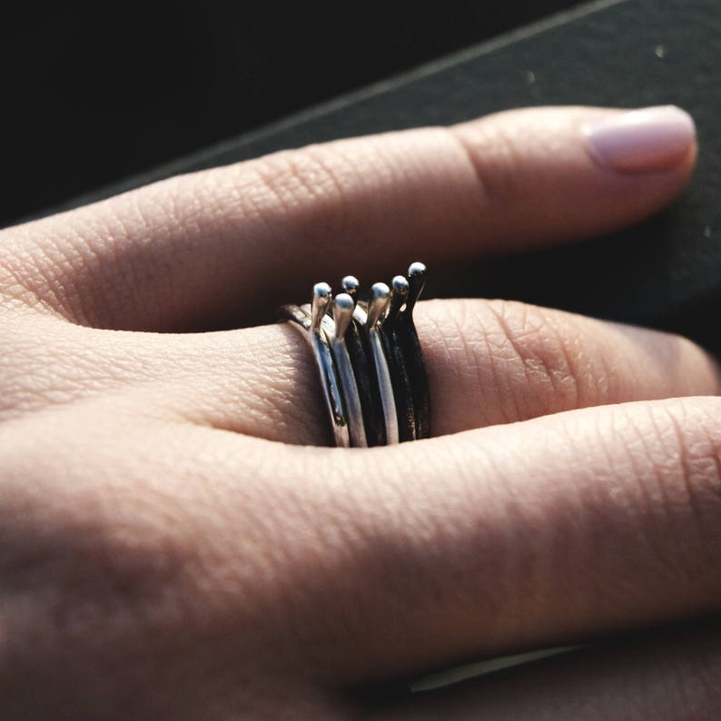 Minimalist Silver Ring, Delicate Black Ring, Small Ring,Delicate Silver Ring,Stackable Silver Rings,Oxidized Silver Ring,Stackable Tiny Ring image 5