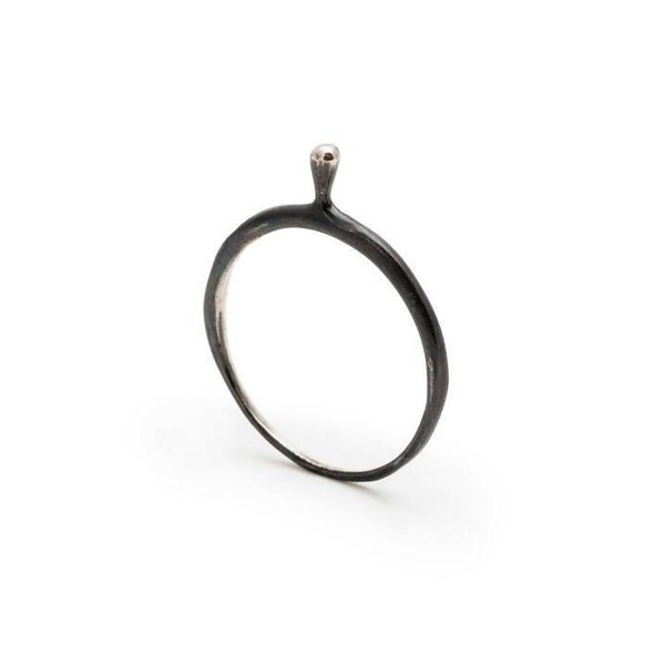 Minimalist Silver Ring, Delicate Black Ring, Small Ring,Delicate Silver Ring,Stackable Silver Rings,Oxidized Silver Ring,Stackable Tiny Ring