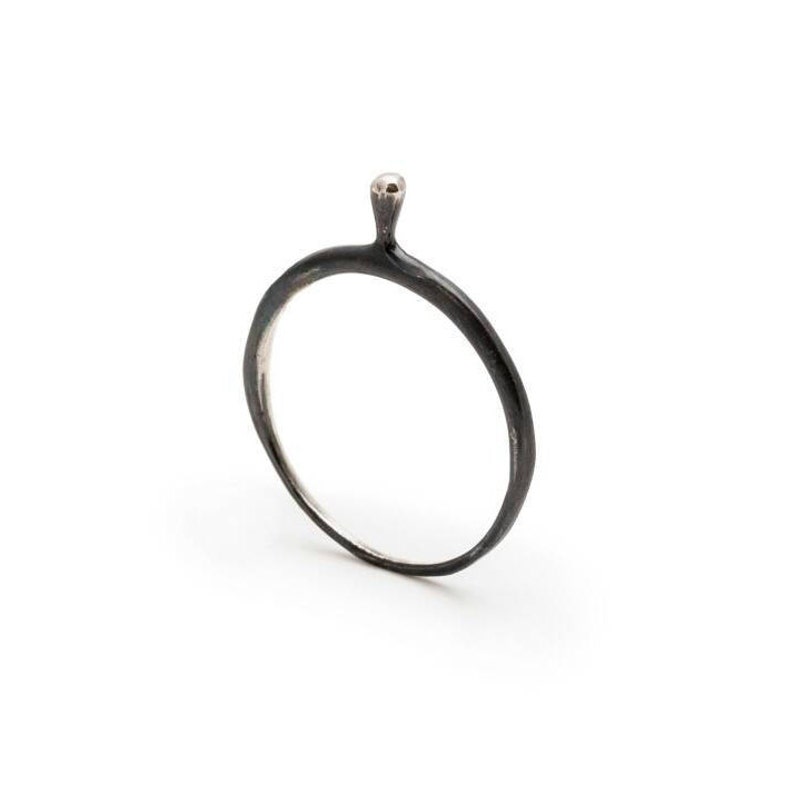 Minimalist Silver Ring, Delicate Black Ring, Small Ring,Delicate Silver Ring,Stackable Silver Rings,Oxidized Silver Ring,Stackable Tiny Ring image 3