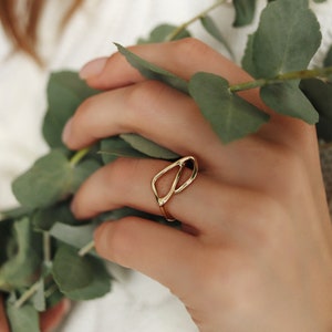 Twisted ring, Modern gold ring, Tiny Minimalist Ring, Small gold ring, Contemporary Gold Ring, Dainty Gold Ring, Twisted Everyday Gold Ring image 1