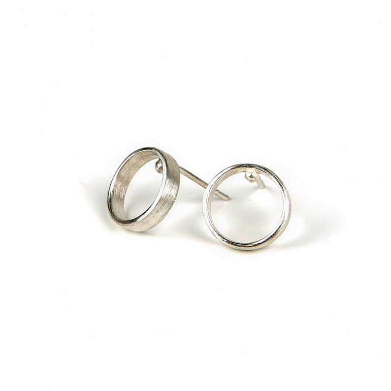 Simple Circle Studs, Circle Silver Earrings, Minimalist Studs, Circle Earrings,Small Studs, Gift For Her,Tiny Silver Studs,Delicate Studs image 1