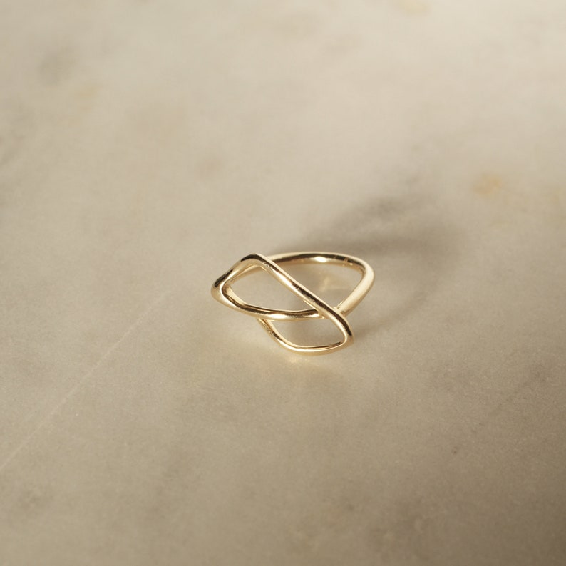 Twisted ring, Modern gold ring, Tiny Minimalist Ring, Small gold ring, Contemporary Gold Ring, Dainty Gold Ring, Twisted Everyday Gold Ring image 2