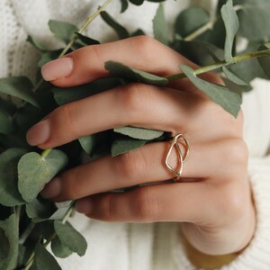 Twisted ring, Modern gold ring, Tiny Minimalist Ring, Small gold ring, Contemporary Gold Ring, Dainty Gold Ring, Twisted Everyday Gold Ring image 3