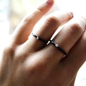 Minimalist Silver Ring, Delicate Black Ring, Small Ring,Delicate Silver Ring,Stackable Silver Rings,Oxidized Silver Ring,Stackable Tiny Ring image 6