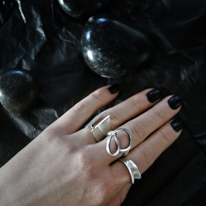 Minimalist Silver Ring, Asymmetric Ring, Big Silver Ring, Geometric SilverRing, Contemporary Ring,Unique Silver Ring, Stetement Silver Ring image 8