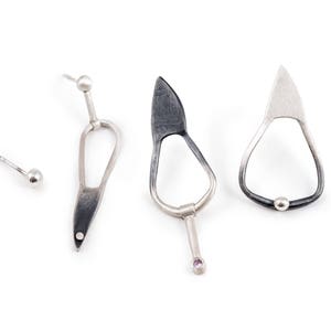 Contemporary Earrings, Minimalist Silver Earrings, Black Oxidised Earrings, Geometric Earrings, Big Silver Earrings, Unique Silver Earrings, image 4