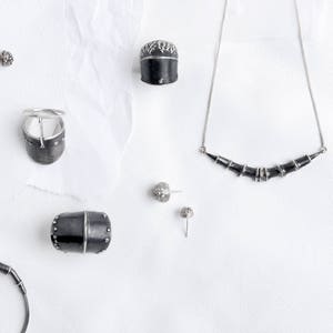 Black Silver Necklace,Silver Choker, Delicate Silver Oxidized Necklace, Black Tiny Necklace,Minimalist Necklace,Contemporary Silver Necklace image 6