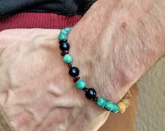 Bracciale In Argento 925 Con Perle D'Acqua Dolce E Turchese - Gioiello Fatto A Mano Per Donna