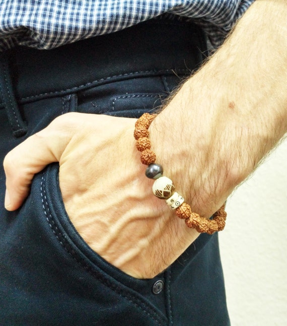 Buy BFC-Golden Cap Rudraksha Bracelet with Sphatik/Red Stone for Men and  Women at Amazon.in