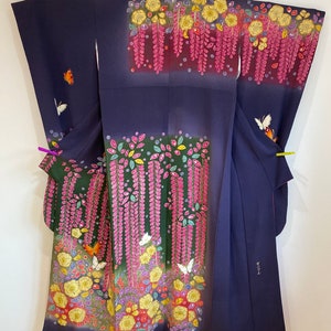 Purple floral Furisode