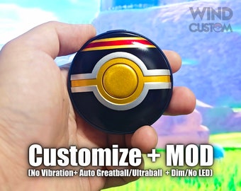 Custom Painted Pokemon GO Plus Plus+ +MOD for Great/Ultraball Autocatch + Vibration Removal + LED Dimming/Led Removal