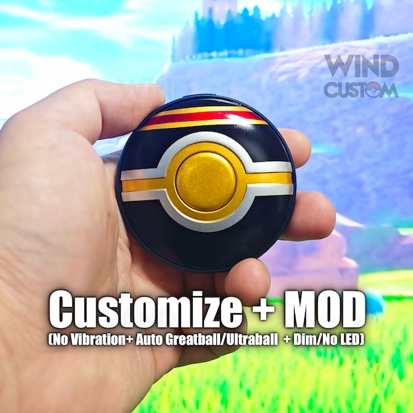 Custom Painted Pokemon GO Plus Plus+ +MOD for Great/Ultraball Autocatch + Vibration Removal + LED Dimming/Led Removal