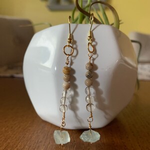 Fossil Coral with Citrine and Natural Aquamarine