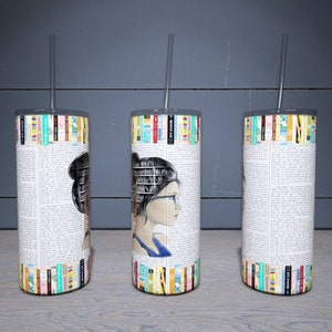 Book Girl Profile Reading Words Tumbler