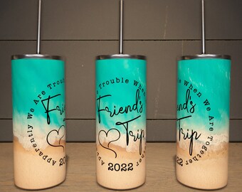 Beach Friends Trip Girls Vacaciones 2022 Vaso de sublimación