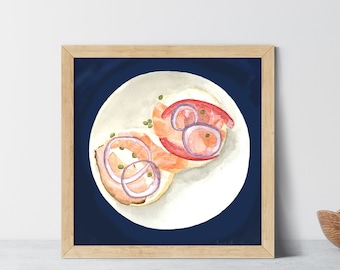 Bagel & Lox Watercolor Print