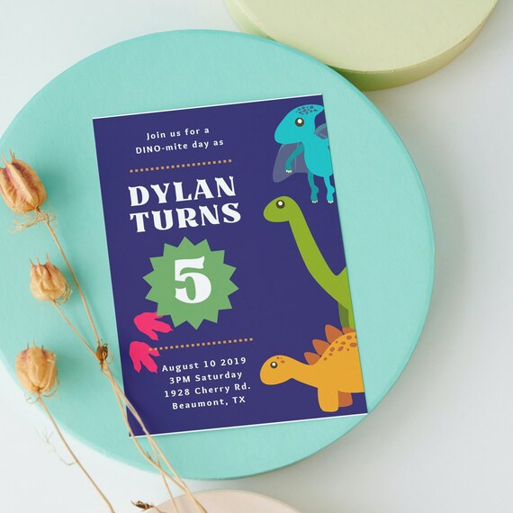 Dinosaur Birthday Invitations DIY Personalizable Birthday Etsy
