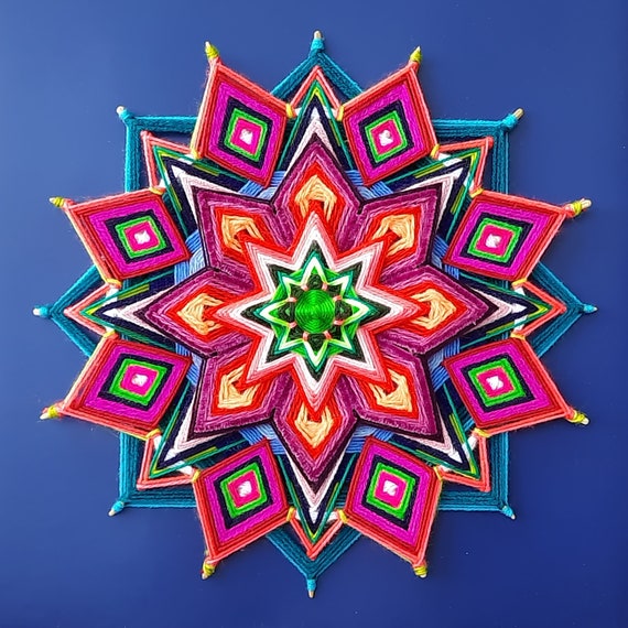 Woven Mandala Rajastani Yarn Mandala Huichol Art India Ojo | Etsy
