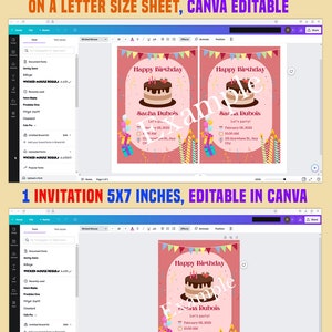 Rainbow unicorn Party digital birthday invitation EDITABLE on CANVA, Unicorn Party invite Canva instant download, Design No. 2, New 2023 image 7