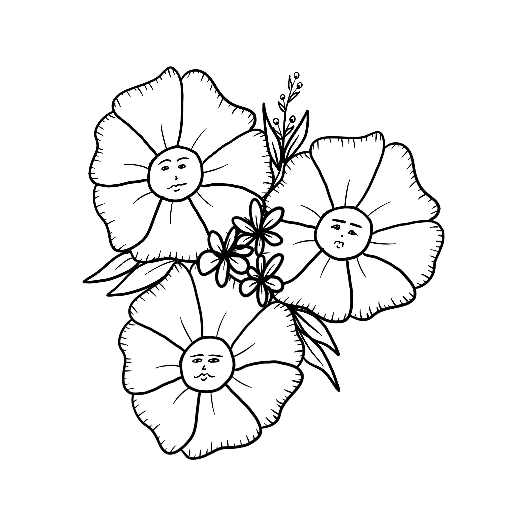 printable flower coloring pages etsy