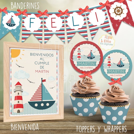 Nautical Printable Kit Sailor Boat Decoration Birthday Etsy