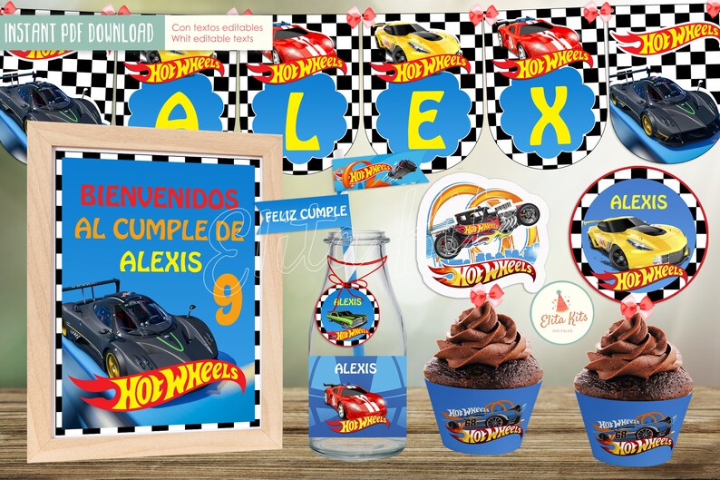 Hot Wheels Printable Kit Instant Download Editable Texts Etsy