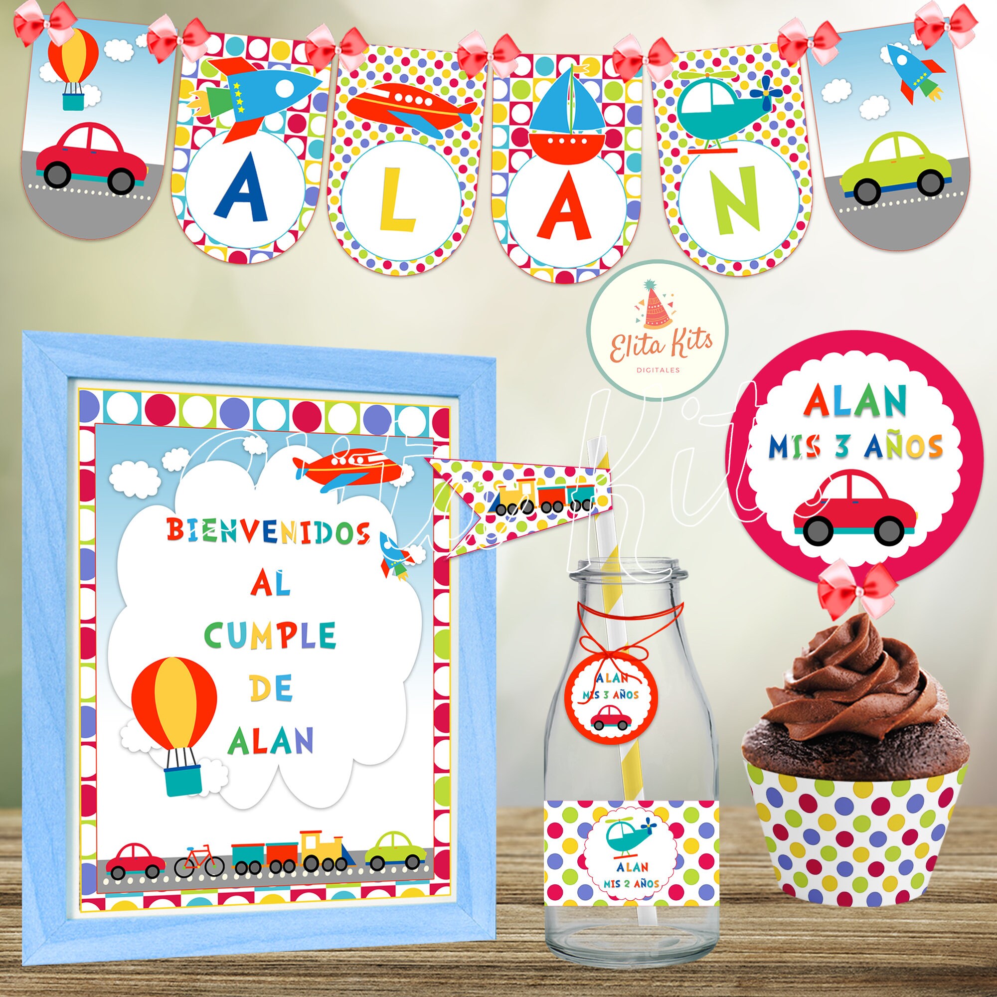 Printable Kit Means Of Transport Autitos Decoration Birthday Etsy