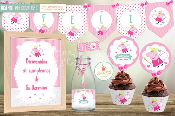 Peppa Pig Printable Kit Instant Download Editable Texts Etsy Peppa Pig Printable Kit Instant Download Editable Texts Etsy