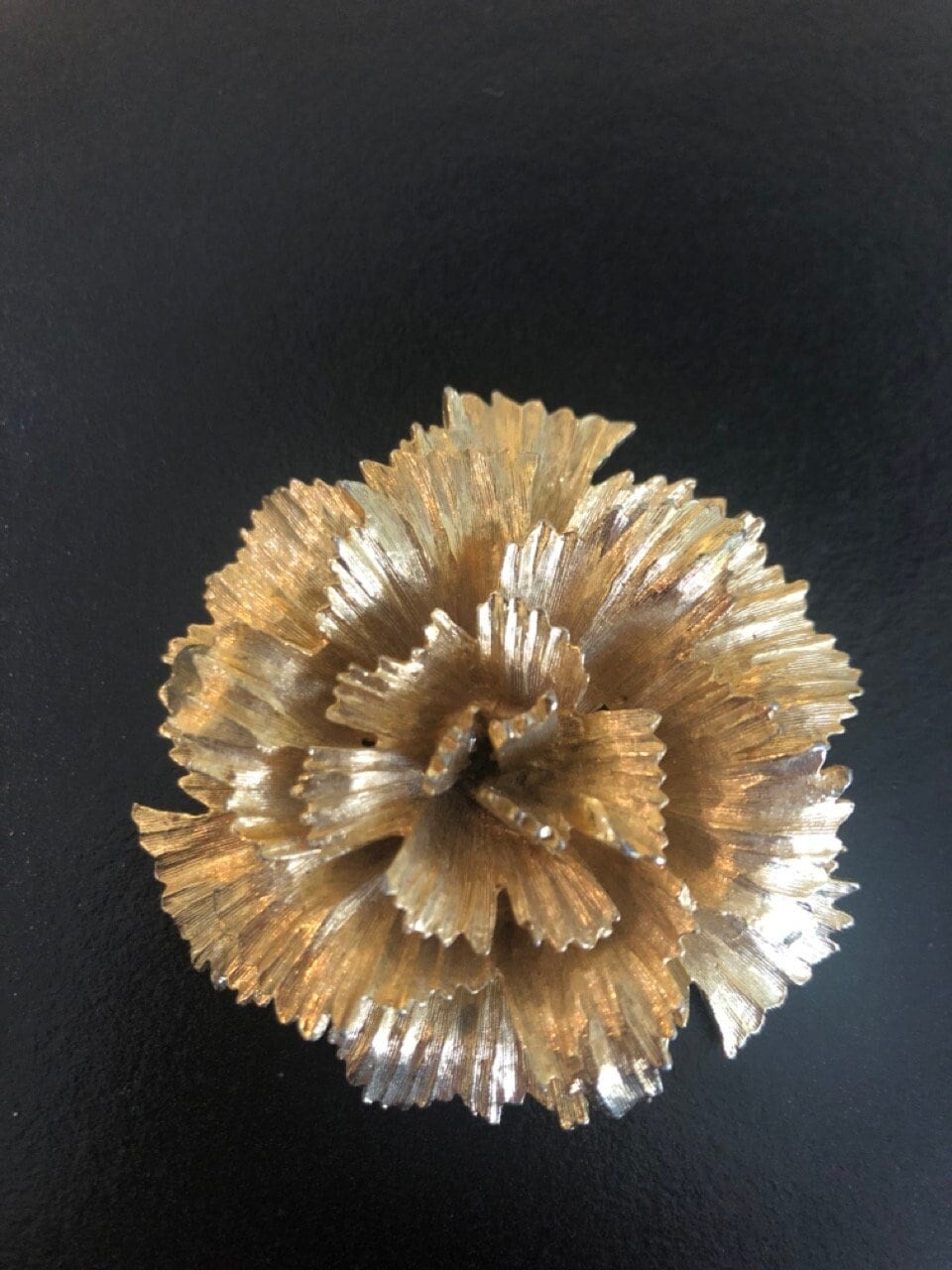 Vintage gold tone brooch, flower design, signed ART CO. 2x2 inches.