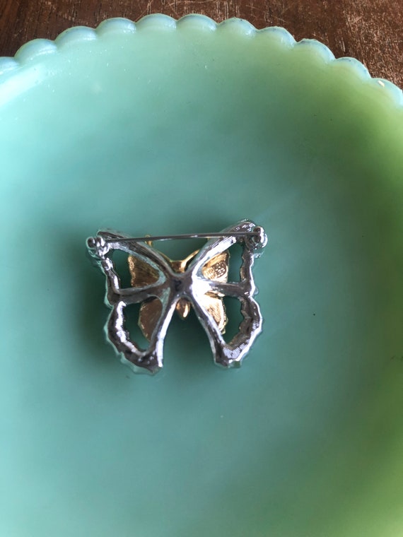 Vintage Nolan Miller Butterfly Crystal Brooch, Go… - image 3
