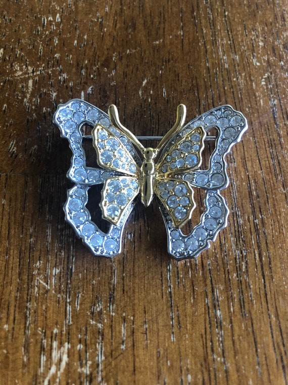 Vintage Nolan Miller Butterfly Crystal Brooch, Go… - image 5