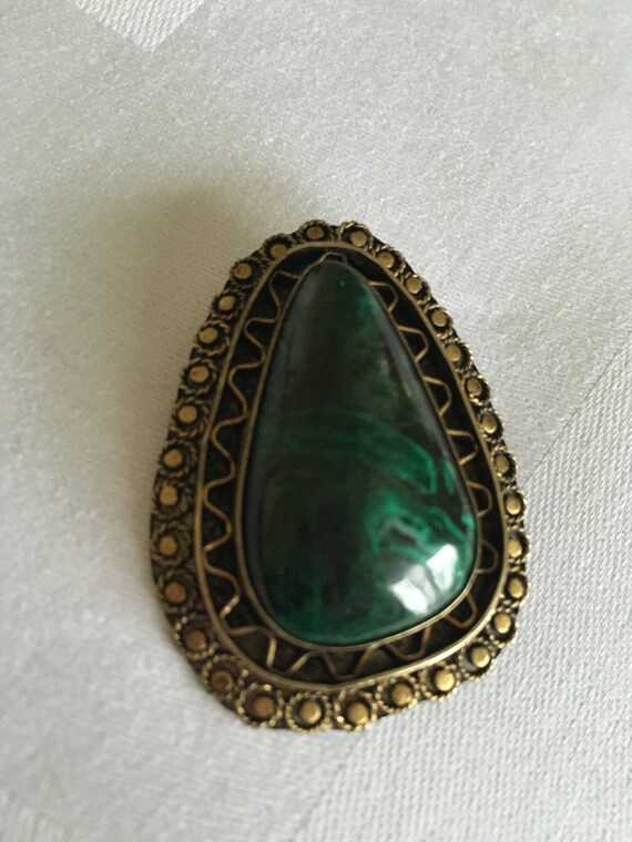 Vintage Vermeil Pendant, Eilat Stone, Sterling Si… - image 3