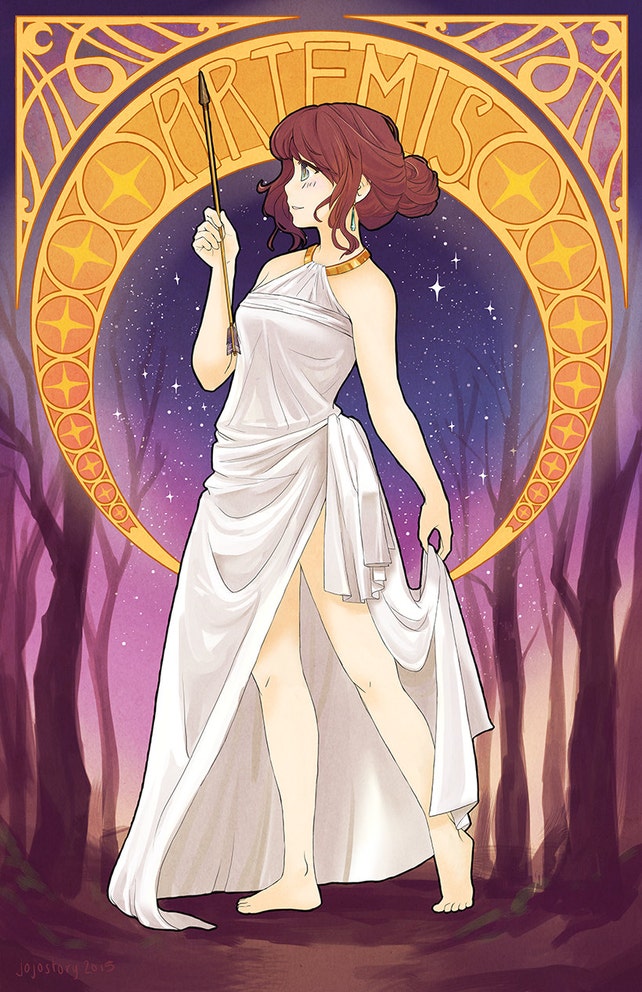 Artemis Greek Goddess greek mythology art nouveau poster | Etsy