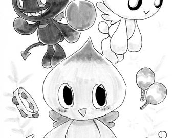 Chao Garden: Original Ink Drawing |  sonic the hedgehog, sonic adventure, anime art, ink drawing, manga art, drawtober, original drawing