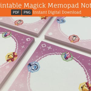 Magick Memopad Digital Instant Download PDF PNG | kawaii memopad, cute sticky notepad, pixel sticky note, cute sticky notes, digital journal