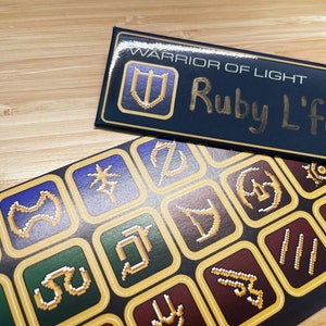 FFXIV Warrior of Light Nametag custom button, ffxiv cosplay, ffxiv button, geek button, final fantasy, pixel button, otaku gift, ffxiv job image 2