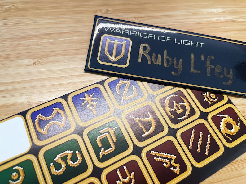 FFXIV Warrior of Light Nametag custom button, ffxiv cosplay, ffxiv button, geek button, final fantasy, pixel button, otaku gift, ffxiv job image 2