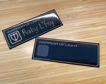 FFXIV Warrior of Light Nametag | custom button, ffxiv cosplay, ffxiv button, geek button, final fantasy, pixel button, otaku gift, ffxiv job