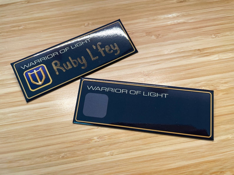 FFXIV Warrior of Light Nametag custom button, ffxiv cosplay, ffxiv button, geek button, final fantasy, pixel button, otaku gift, ffxiv job image 1